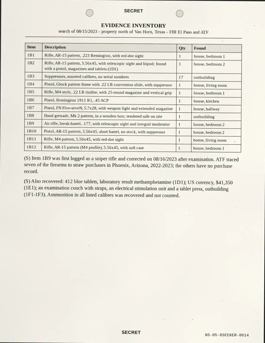 8SEEKER, pagina 14 di 18: INVENTARIO DELLE PROVE