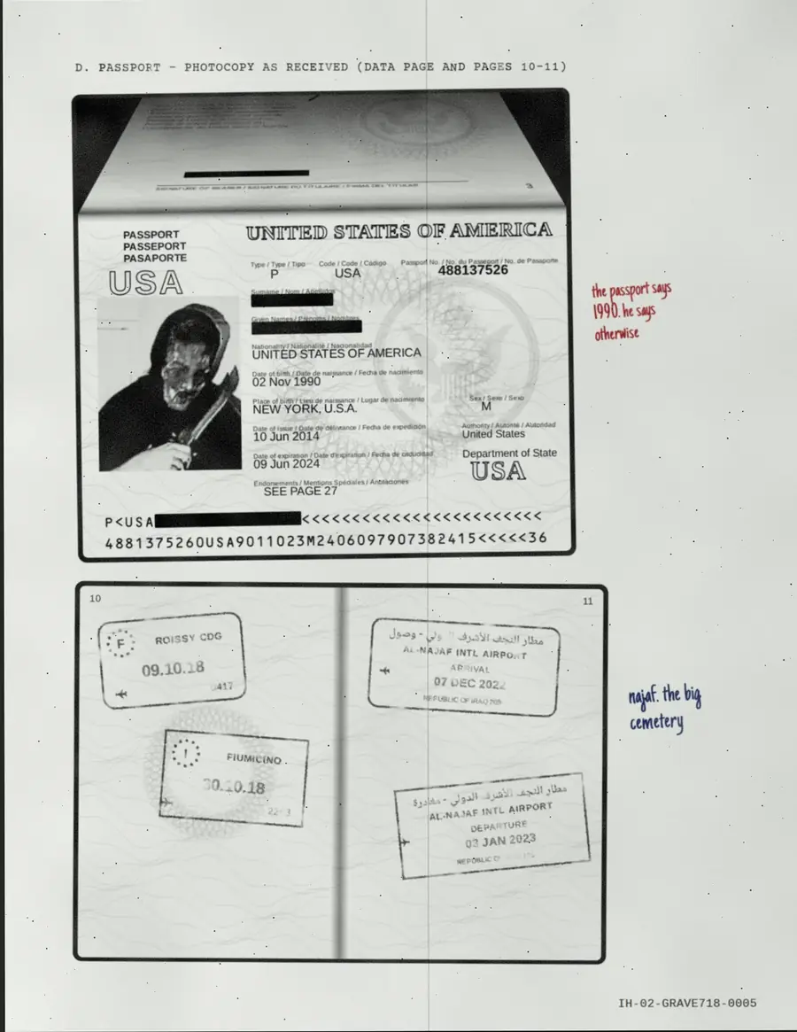 GRAVE 718, Seite 5 von 6: D. REISEPASS – FOTOKOPIE WIE ERHALTEN (DATENSEITE UND SEITEN 10-11)