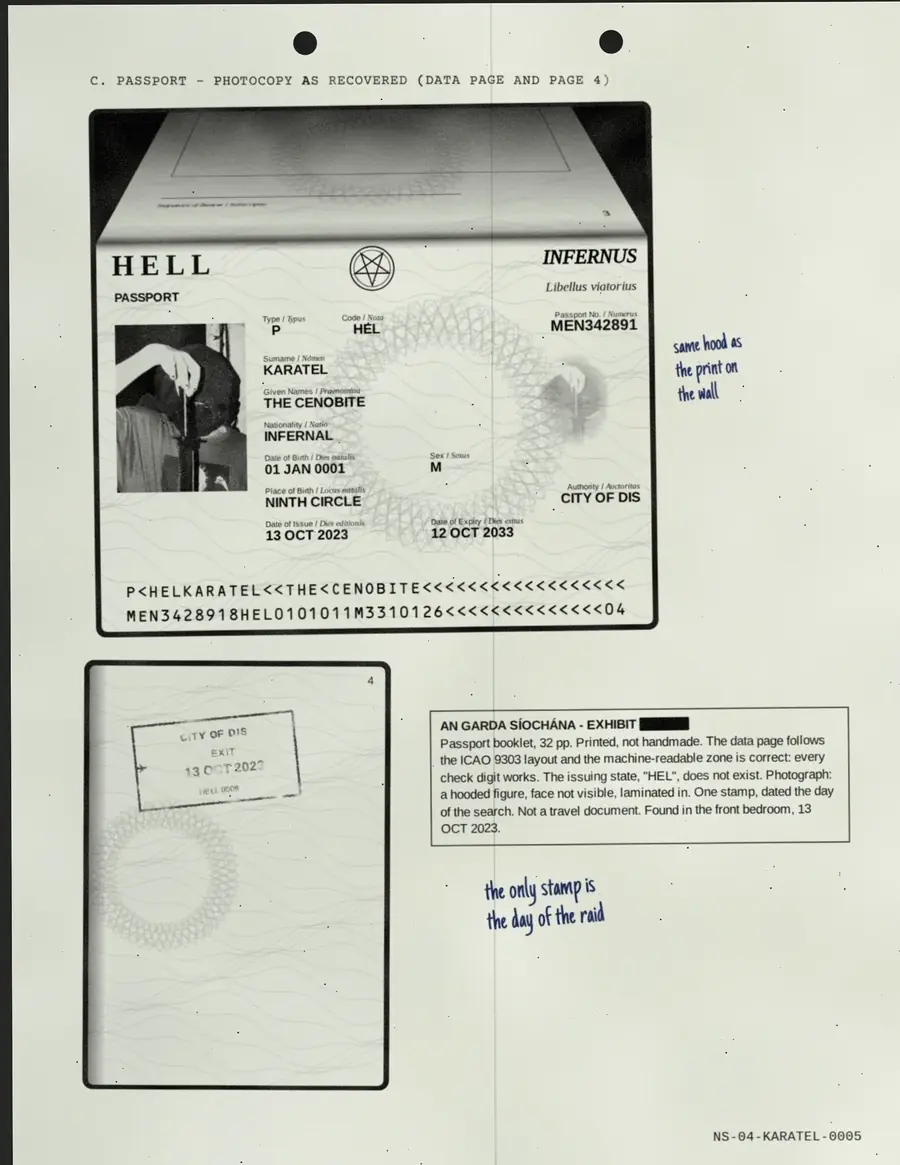 KARATEL, página 5 de 16: C. PASSAPORTE - FOTOCÓPIA RECUPERADA (PÁGINA DE DADOS E PÁGINA 4)