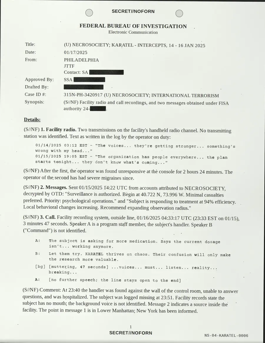 KARATEL, página 6 de 16: ESCRITÓRIO FEDERAL DE INVESTIGAÇÃO - Comunicação Eletrônica