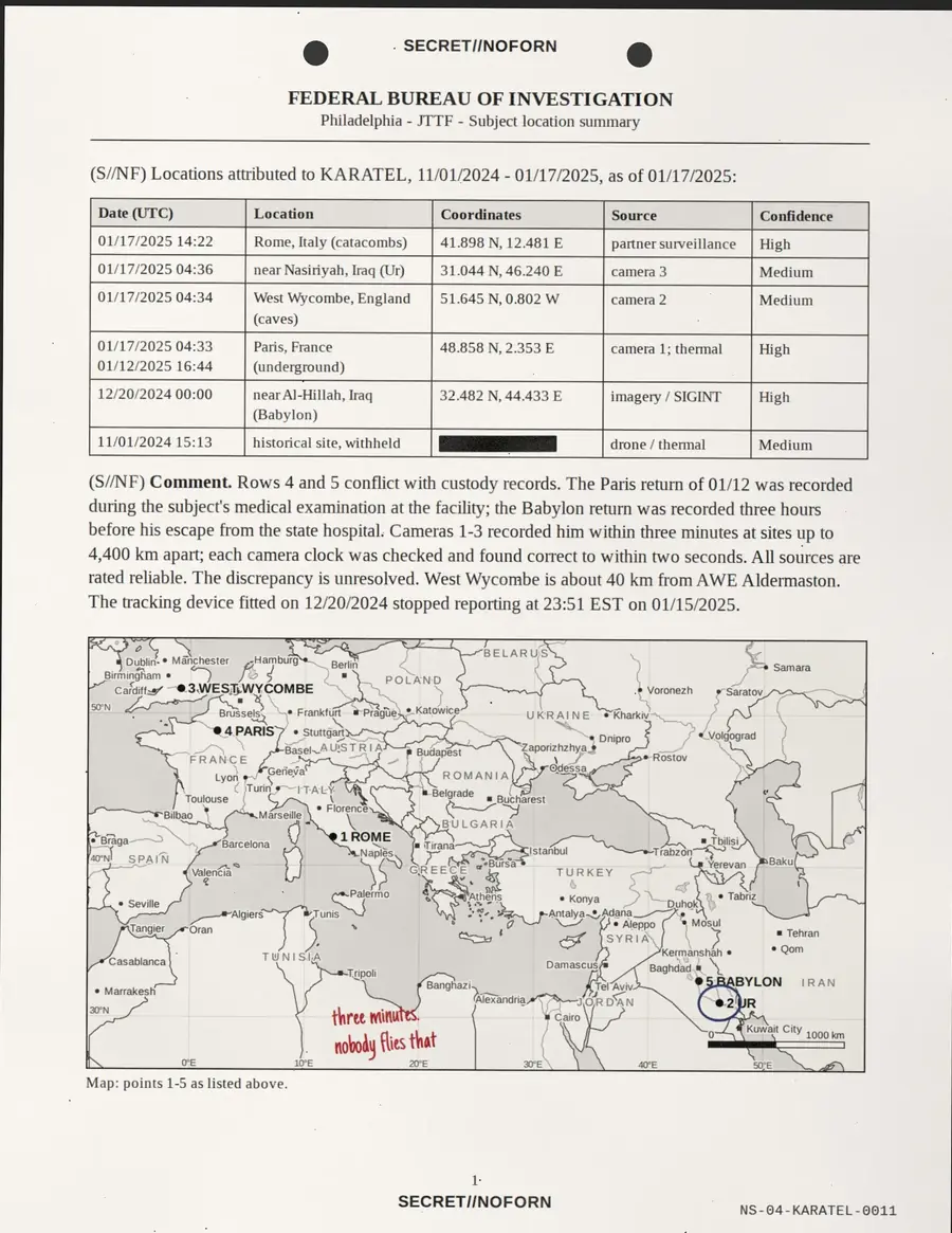 KARATEL, página 11 de 16: FEDERAL BUREAU OF INVESTIGATION - Filadélfia - JTTF - Resumo da localização do assunto