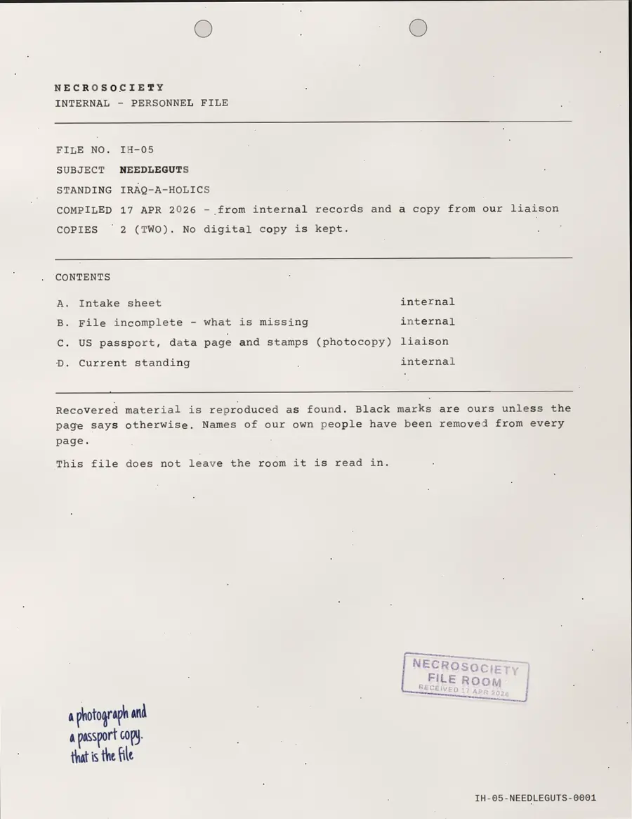 NEEDLEGUTS, strona 1 z 5: NECROSOCIETY - WEWNĘTRZNE - Akta osobowe