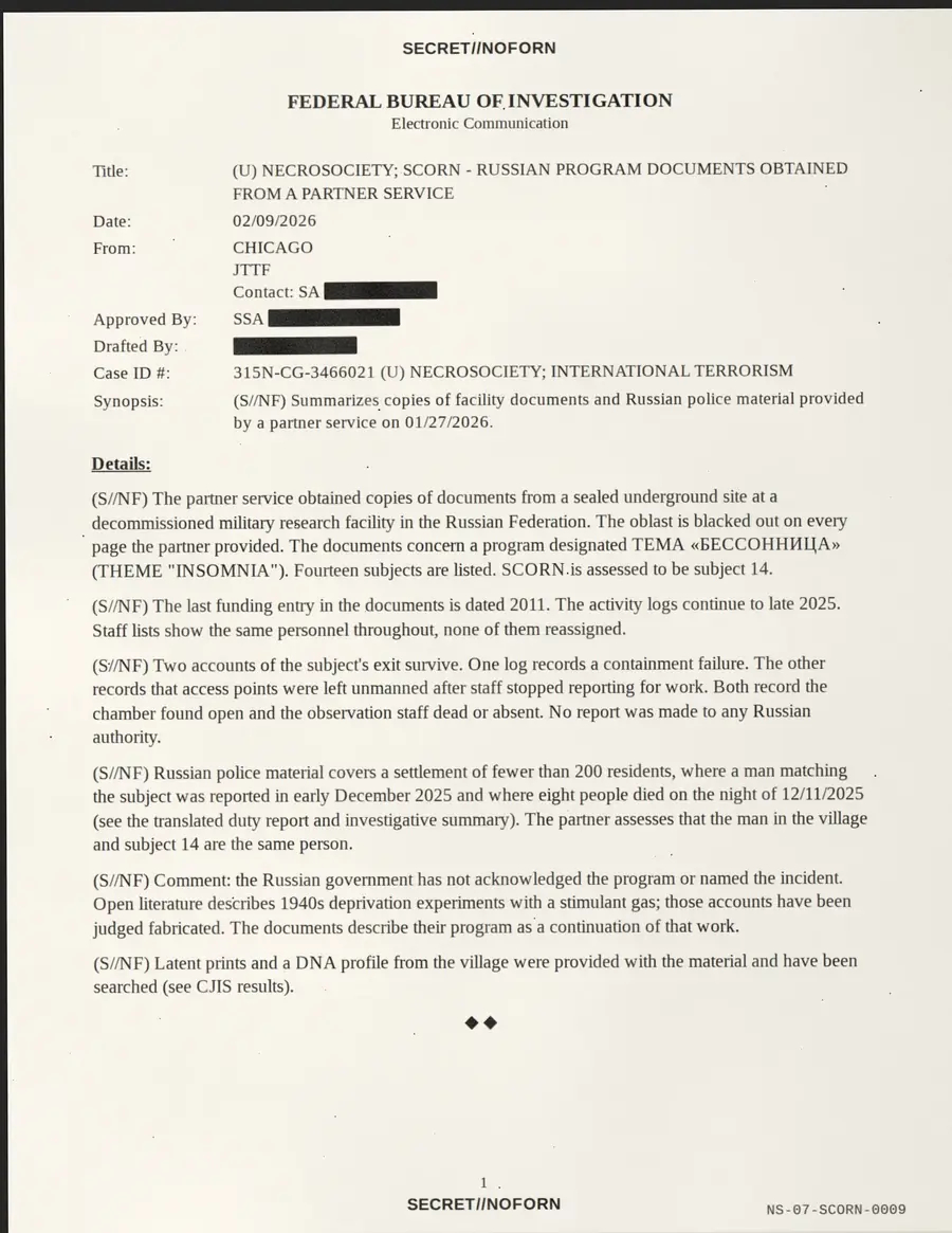SCORN, Seite 9 von 15: FEDERAL BUREAU OF INVESTIGATION – Elektronische Kommunikation