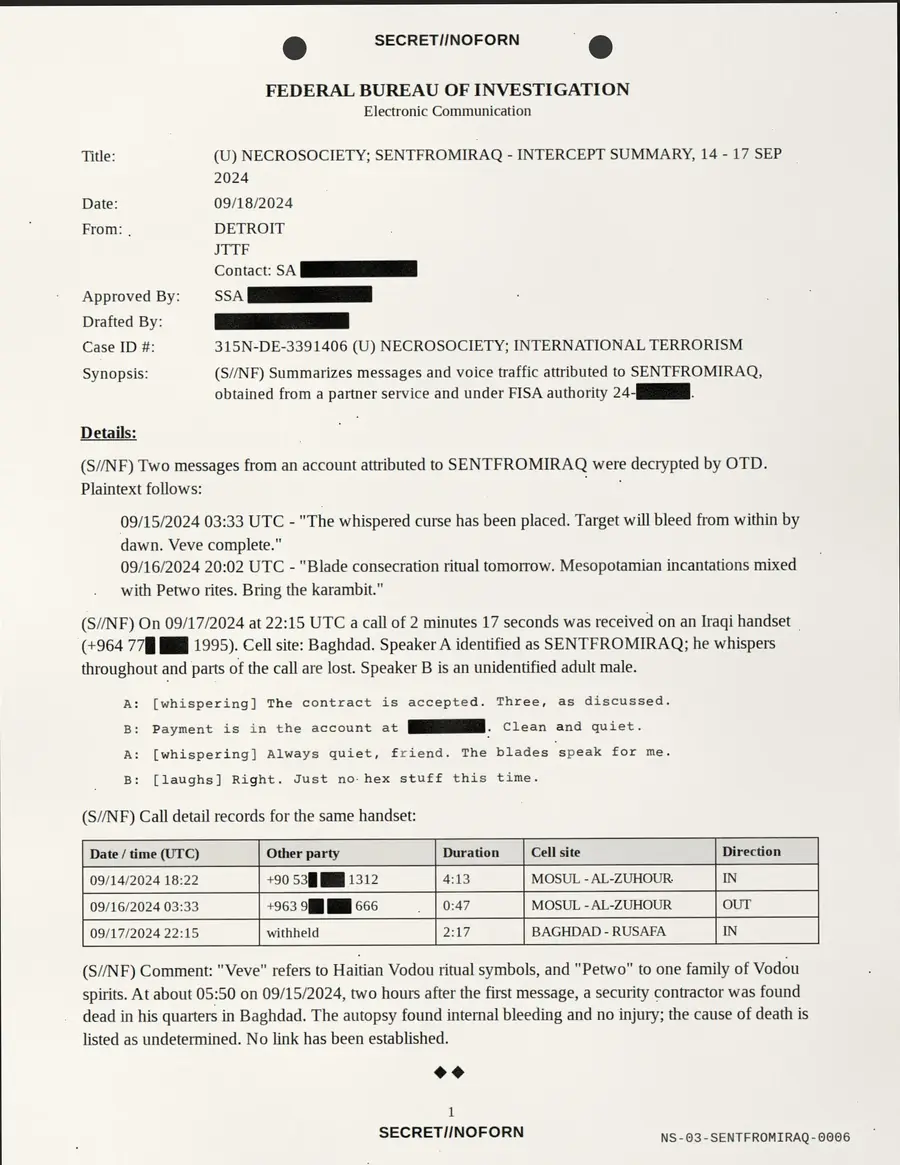 SENTFROMIRAQ, sayfa 6 / 17: FEDERAL SORUŞTURMA BÜROSU - Elektronik Haberleşme
