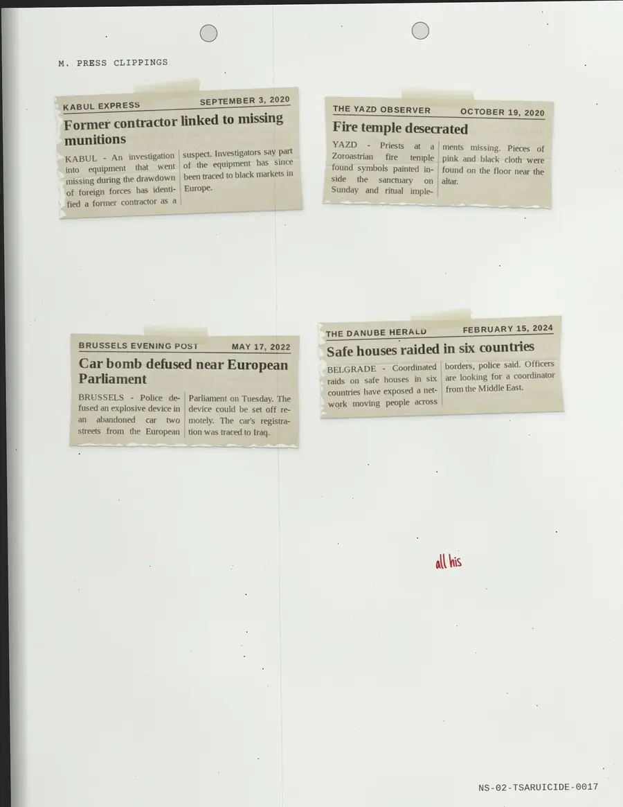 TSARUICIDE, página 17 de 18: M. CLIPPINGS DE IMPRENSA