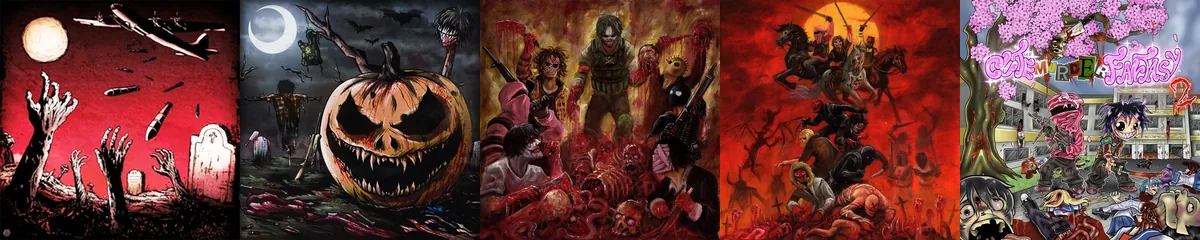 Las cinco versiones NECROSOCIETY cubren: BACK 4M THE DE4D, BRAIN3AT3R ANTH3M, NECROSOCIETY, NAZGÛL y CUTE MURDER FANTASY 2